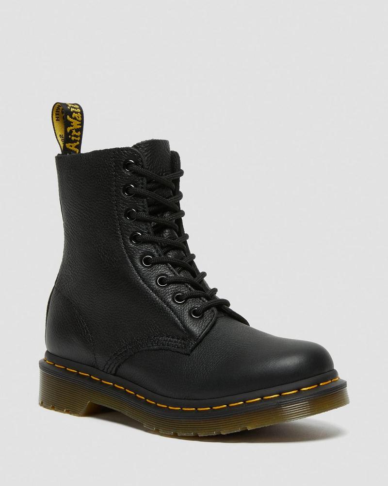 Black Women\'s Dr Martens 1460 Pascal Virginia Leather Ankle Boots | CA 18XYU